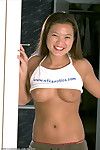 Amateur Asian sweetie Tina sporting underboobage before baring small boobs