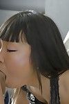 Exotic Oriental brunette Candy Vivian deepthroat cock during throat fucking