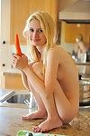 Petite teen blond Kennedy Kressler screws she\'s with carrots and cucumber