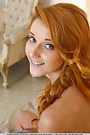 Redhead glamour angel Roberta Berti spreading smooth head teen vagina