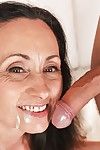 Undressed grandmother Milly sucking off dick for mouthful of sperm