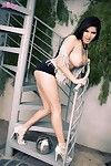 Salacious dark hair babe Sunny Leone flashes her perfect full tits and vagina bush