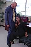 Curvy dish Penny Flame in fashionable black suit gets wildly fucked in group in the office