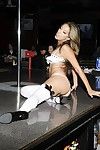 Long legged model Jenna Haze with little tanlined tits does striptease in front of reality audience