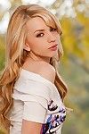 Licentious blond princess Lexi Belle naughtily flashing the petite whoppers and taut snatch outdoor