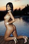 Tan skin undressed hottie Swarthy Angelica shows off her amazing slim body in the sunset