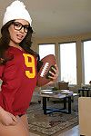 Worthwhile Lalin girl babe in glasses Jynx Maze is a huge football devotee
