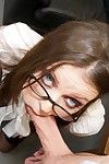 Sexually aroused secretary in glasses Missy Stone receives her bald pussy dug by gigantic dicked boss