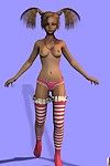 Pigtailed adolescent toon girl in stockings