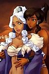 Lesbian adventures of sexy anime girls from Avatar toon