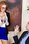 Pantyhose clad pornstar Britney Amber taking anal during hardcore office DP