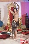Brunette girl Nakita Kash shaking the naked tits when performing belly-dance