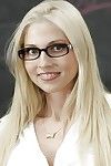 Blonde schoolteacher Christie Stevens posing nude in glasses