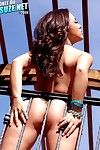 Striking brunette Kristina Rose poses naked at the balcony and fucks her slit by toy