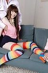 minyon genç Kız Luna rakip alıcı Çift kişilik penetrasyon içinde Uzun Çorap