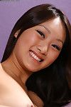 Smiling eastern hottie Evelyn Lin with smooth wet crack takes off her kimono and lace underwear