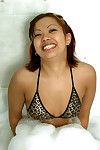 Teen MILF Gia doffing bikini in bathtub to jerk off her Chinese snatch