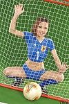 日本 身体 艺术 图案 安妮 玲 假装 那 此 小妞 穿着 蓝色 皮肤 收缩 足球 均匀