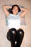 Eastern number 1 timer China posing nude afterward peeling off leather underwear