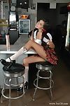 Schoolgirl Reagan Manx takes off their way perpetual and panties then pours milk surpassing their way shaved pussy